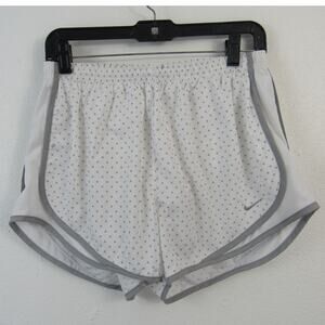Nike Dri-Fit Medium White Grey Polka Dots Workout Shorts Exercise Lined Athletic